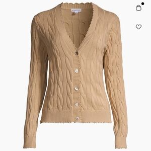 Minnie Rose frayed cable knit cardigan